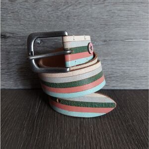 Fossil Striped Multicolor Leather Belt Size M